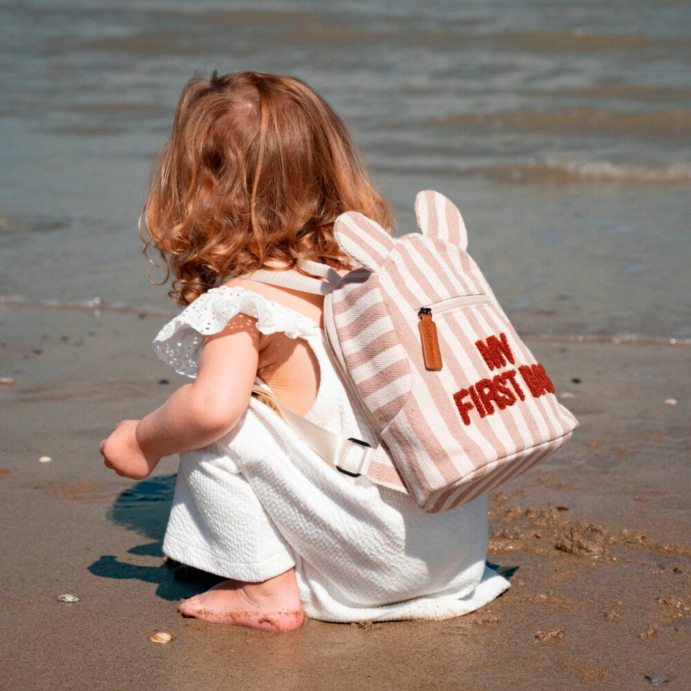 MOCHILA PARA NIÑOS DE LONA MY FIRST BAG RAYAS NUDE CHILDHOME