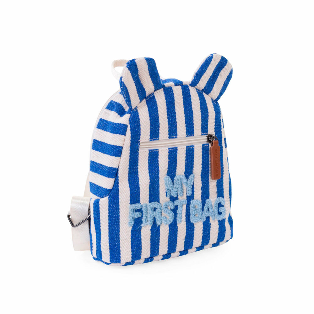 MOCHILA PARA NIÑOS DE LONA MY FIRST BAG RAYAS AZUL CHILDHOME