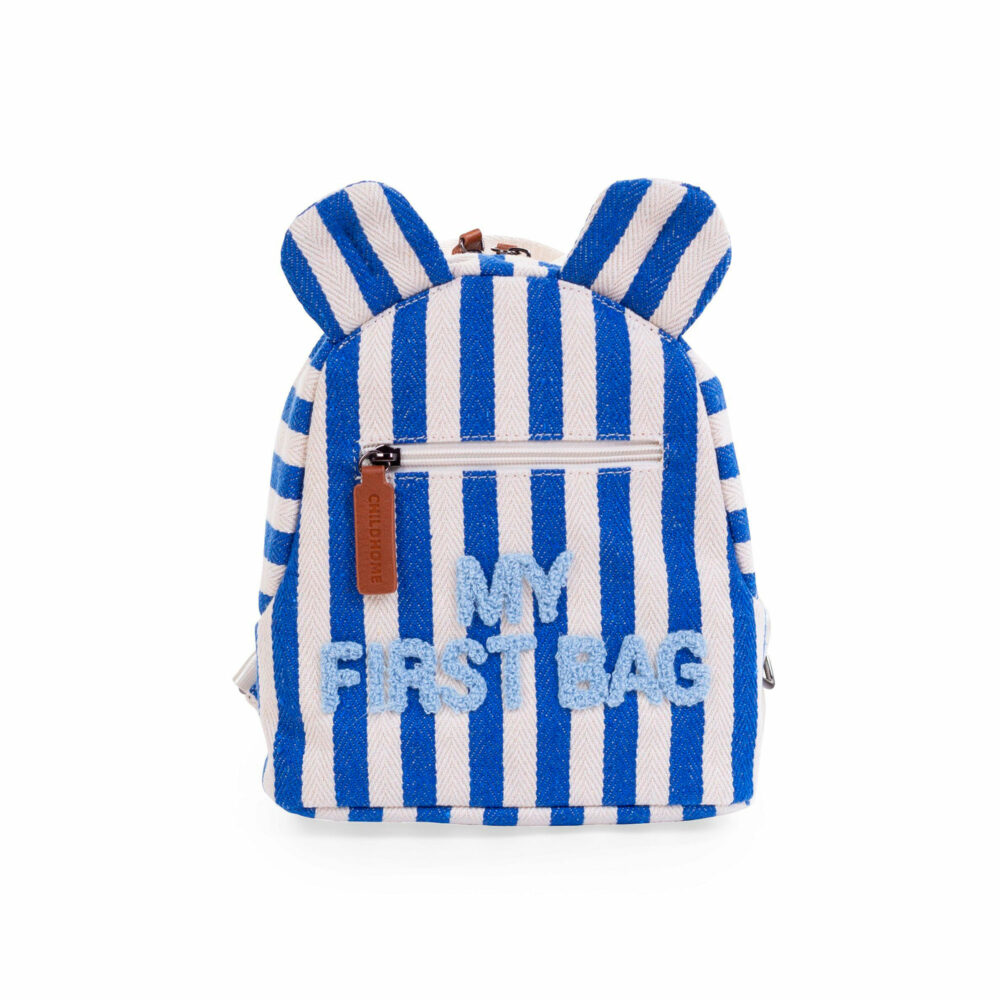 MOCHILA PARA NIÑOS DE LONA MY FIRST BAG RAYAS AZUL CHILDHOME