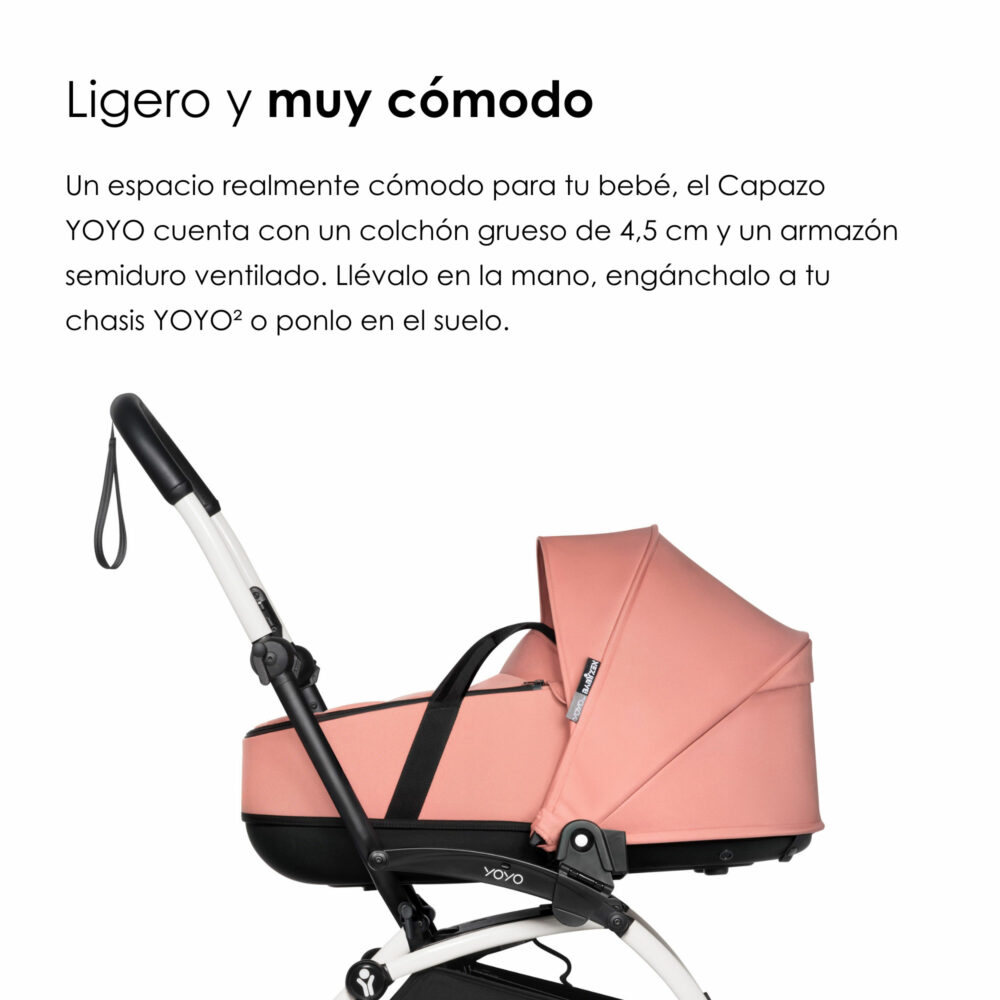 COCHE YOYO² CHASIS BLANCO CON BASSINET Y TEXTIL 2DA ETAPA