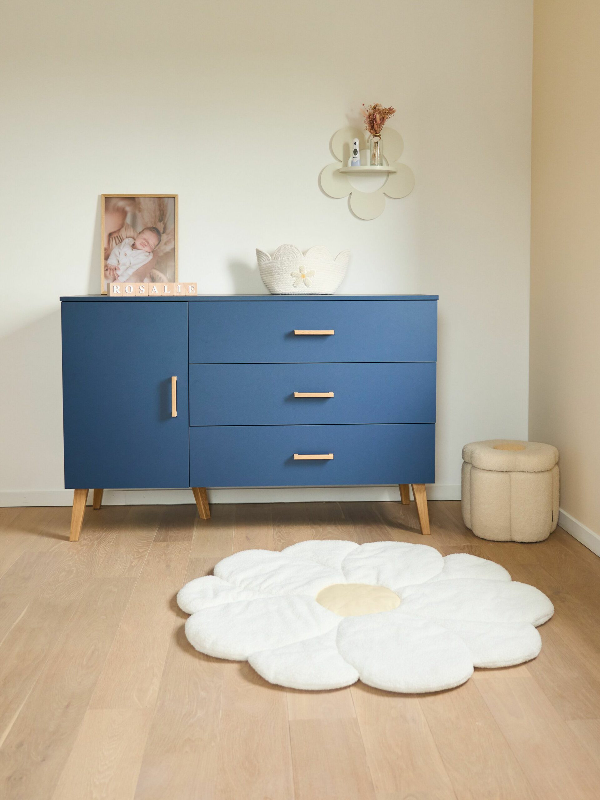 PUF FORMA DE FLOR Y CAJA DE JUGUETE 35 X 35 X 32 CM CHILDHOME