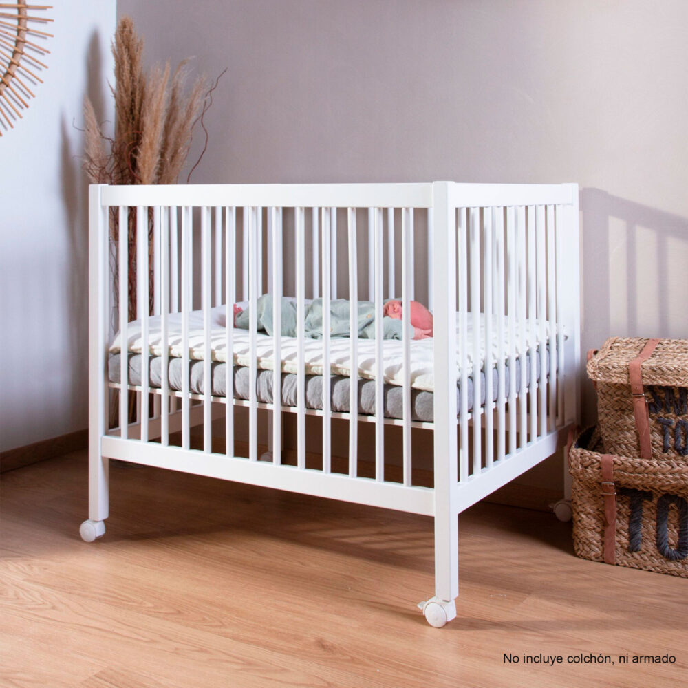 CUNA MODELO PA97 PARA BEBÉS DE 0 A 36 MESES DE 95 X 75 CM COLOR BLANCO/NATURAL CHILDHOME