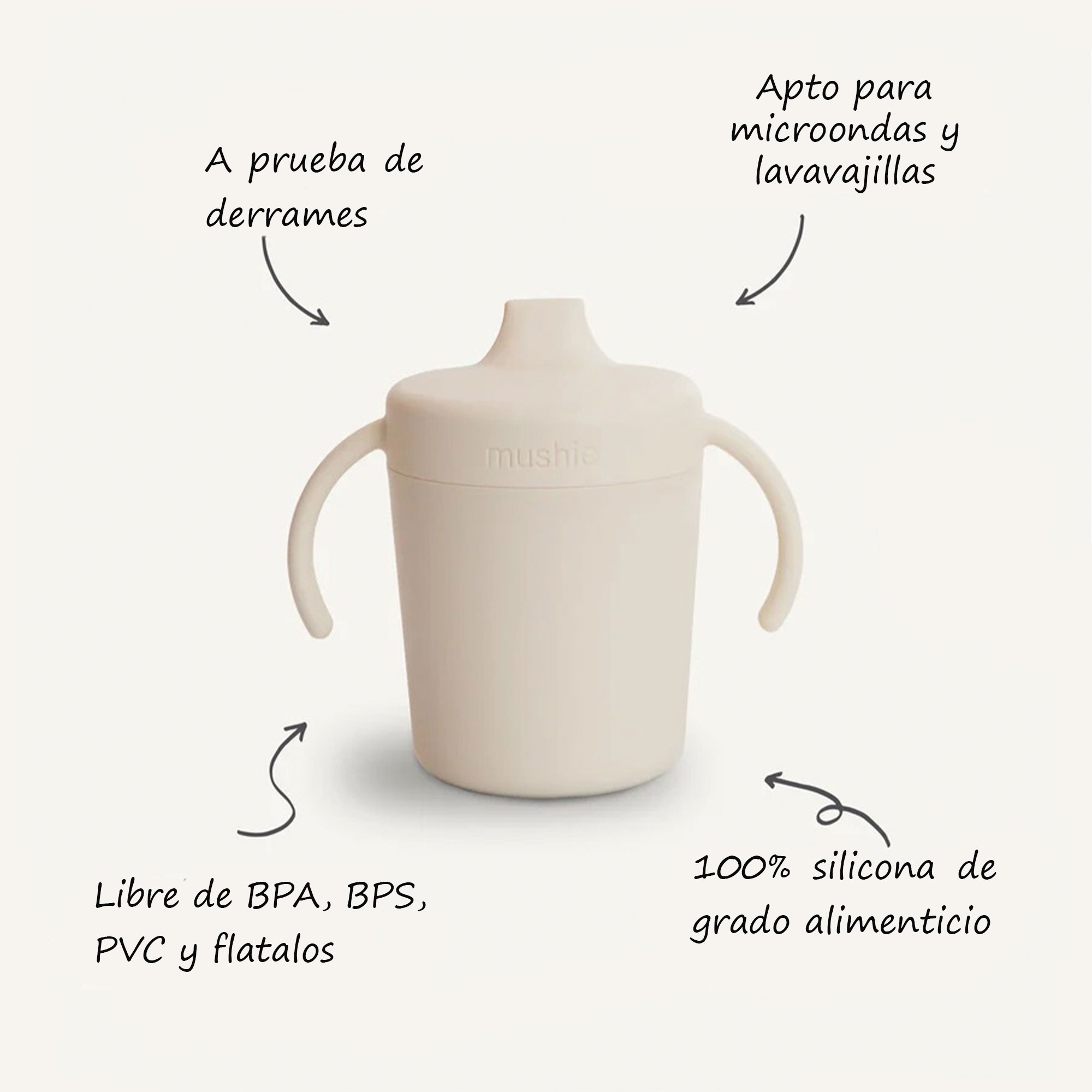VASO CON ASA APRENDIZAJE DE SILICONA MUSHIE VASO CON ASA APRENDIZAJE DE SILICONA MUSHIE