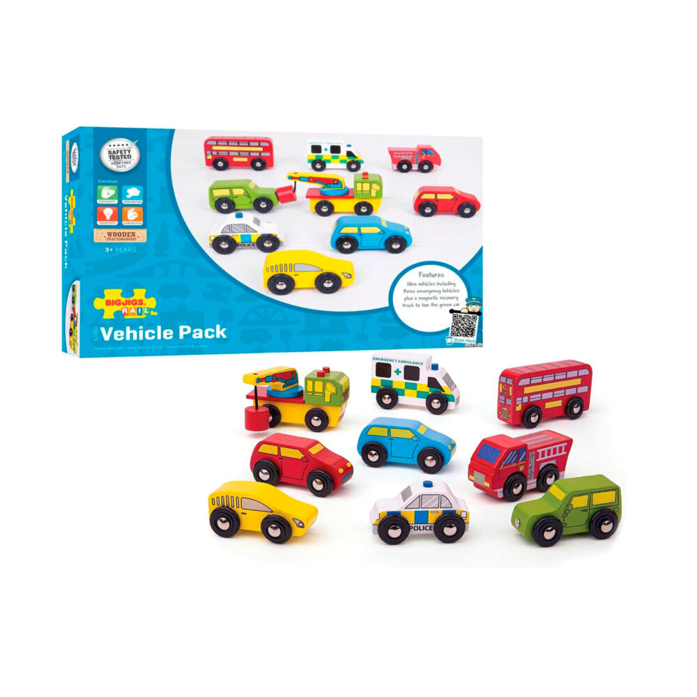 PACK DE VEHÍCULOS DE MADERA BIGJIGS RAIL