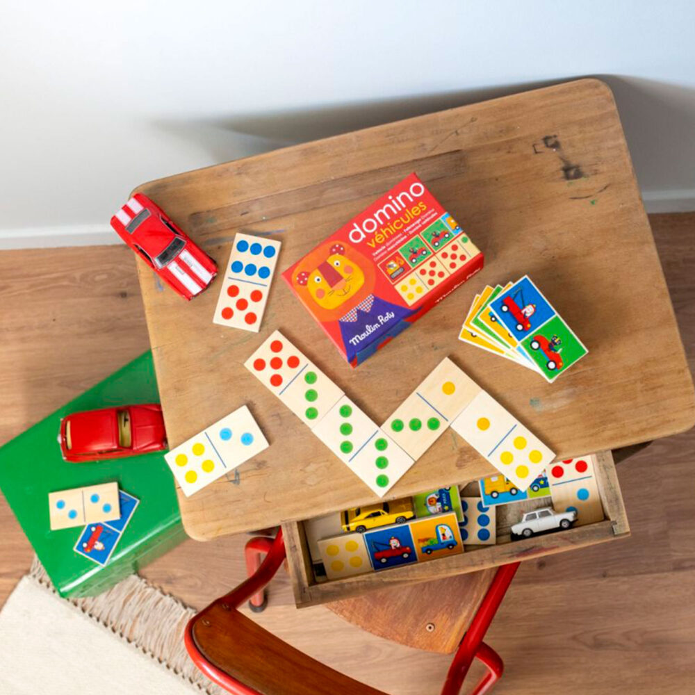 JUEGO DE DOMINO DE VEHICULOS DE MADERA COLECCIÓN LES POPIPOP