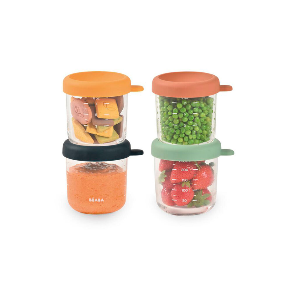 SET DE 4 FRASCOS DE VIDRIO PARA CONSERVAR ALIMENTOS DE 250 ML BEABA