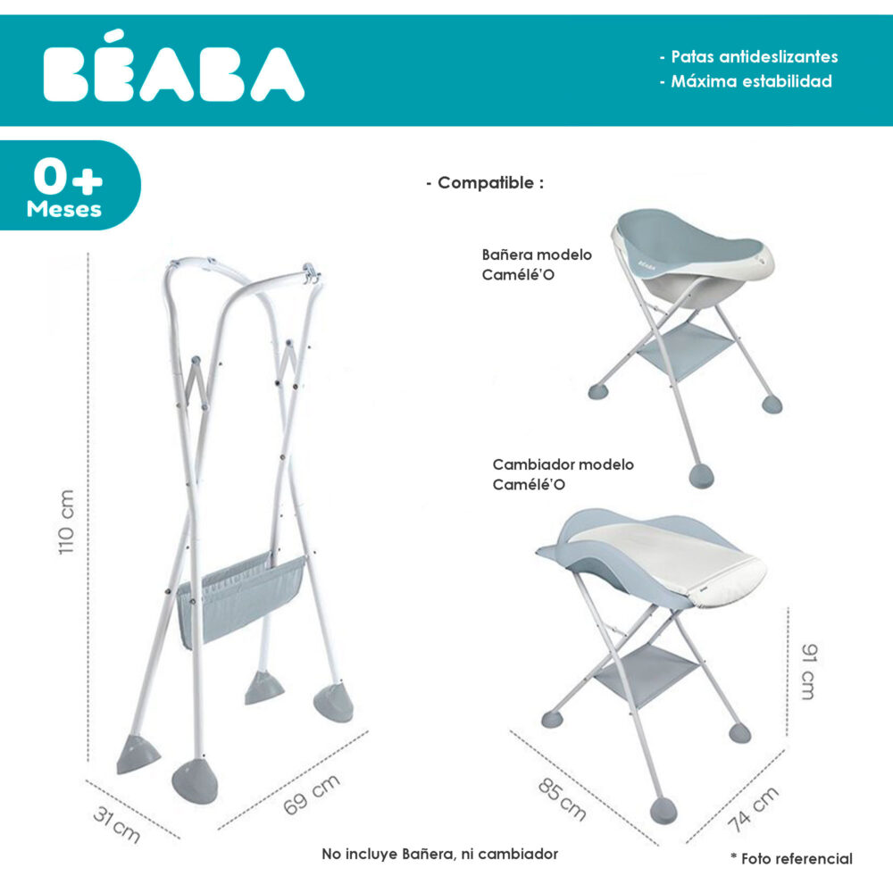 SOPORTE DE PIE PARA BAÑERA Y CAMBIADOR COLOR BLANCO MODELO CAMÉLÉ´O BEABA
