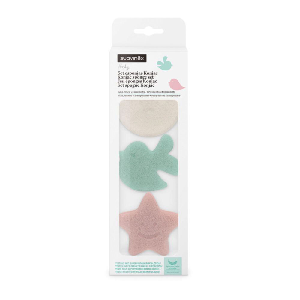 ESPONJA NATURAL PARA BAÑO KONJAC 3 UNIDADES SUAVINEX