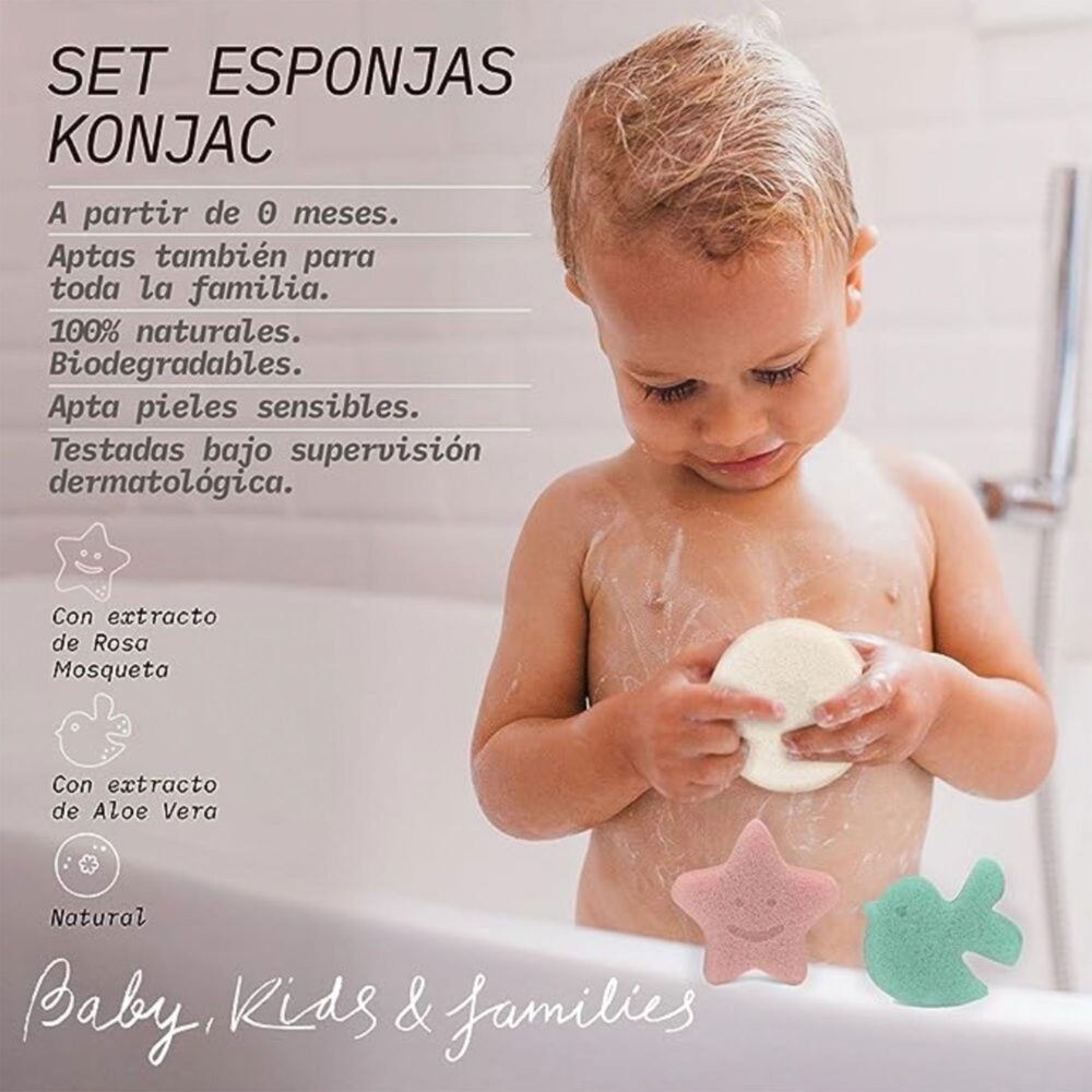 ESPONJA NATURAL PARA BAÑO KONJAC 3 UNIDADES SUAVINEX