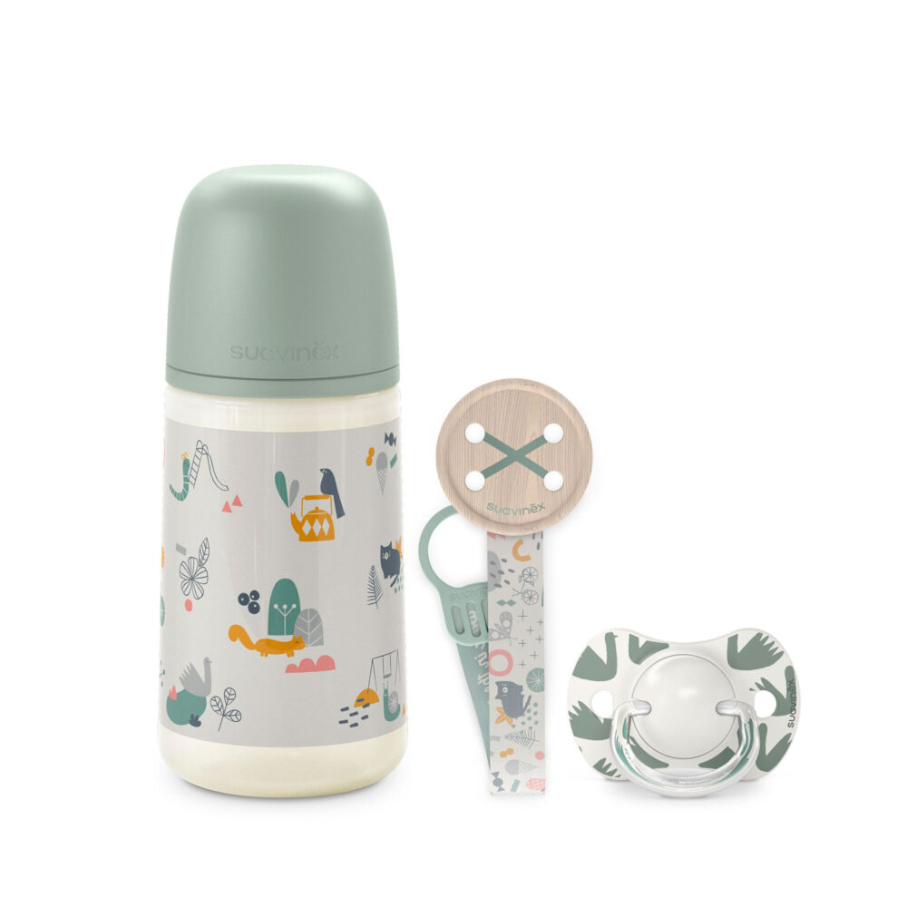 SET DE BIBERÓN + CHUPÓN + SUJETADOR WALK IN THE PARK 0 - 6 MESES SUAVINEX