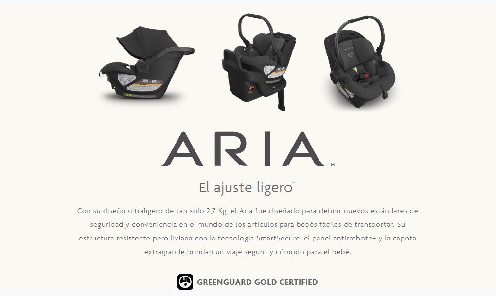 ASIENTO DE AUTO MODELO ARIA PARA VISTA V3 / VISTA V2 / CRUZ V2 / MINU V2 / RIDGE UPPABABY