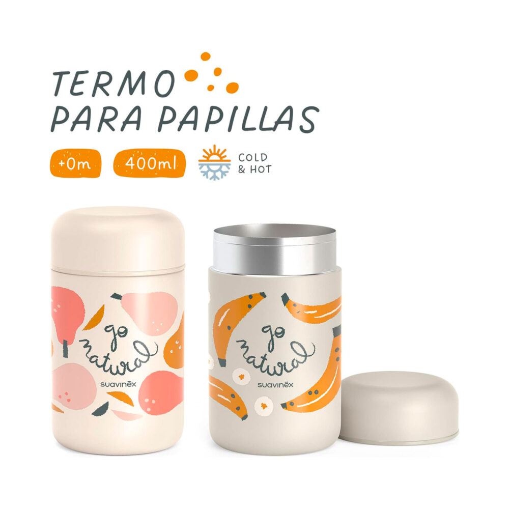 TERMO ISOTÉRMICO PARA PAPILLAS DE ACERO INOXIDABLE DE 400 ML SUAVINEX