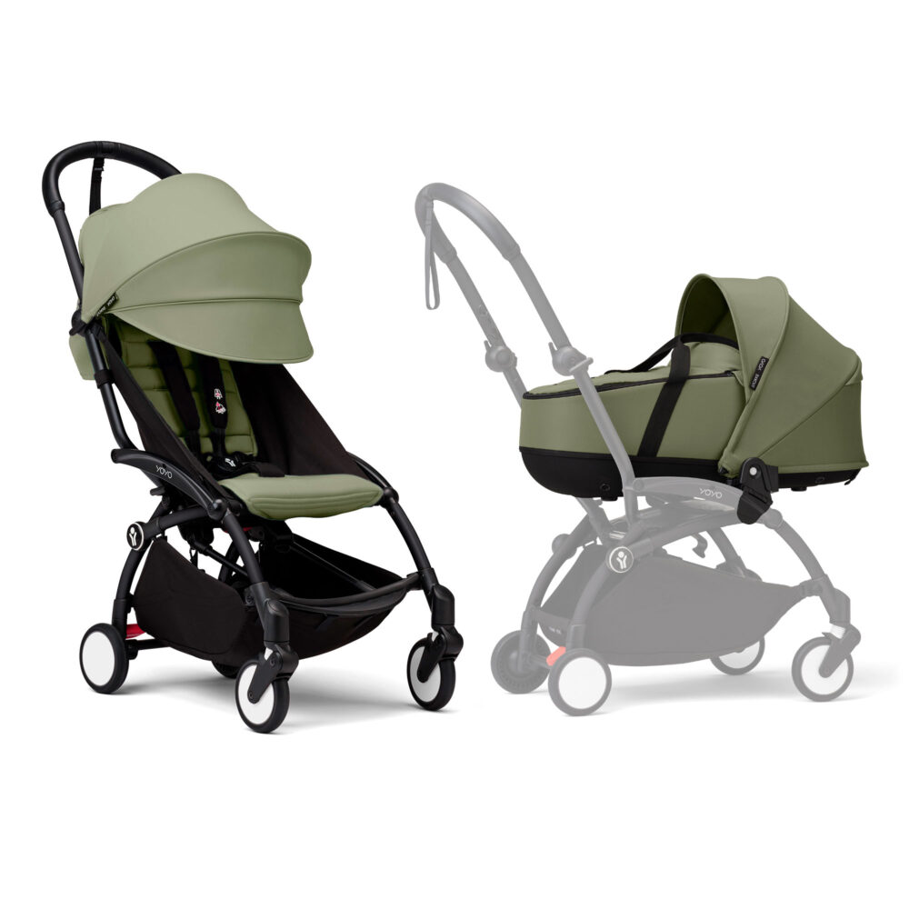 COCHE STOKKE YOYO³ COMPLETO CHASIS NEGRO CON BASSINET Y TEXTIL 2DA ETAPA