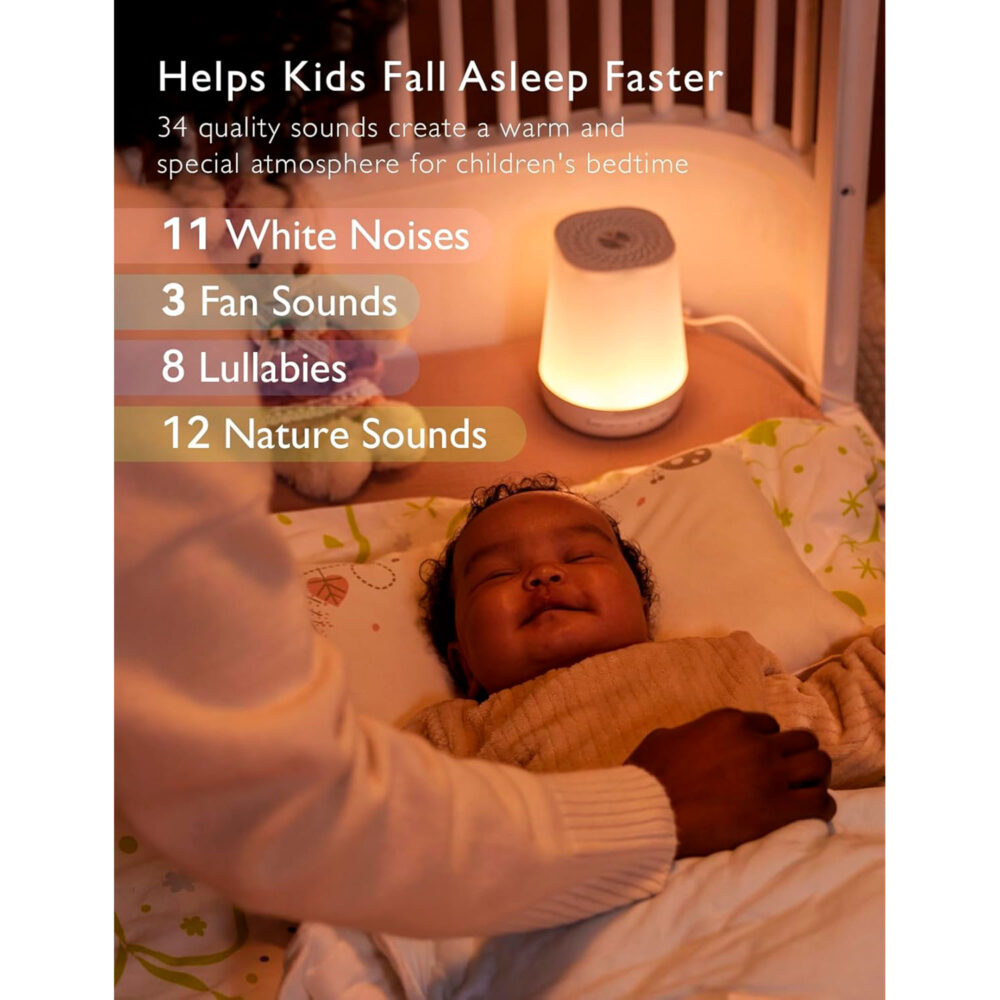 LÁMPARA DE SONIDOS Y RUIDO BLANCO INTELIGENTE PARA BEBÉS MOMCOZY