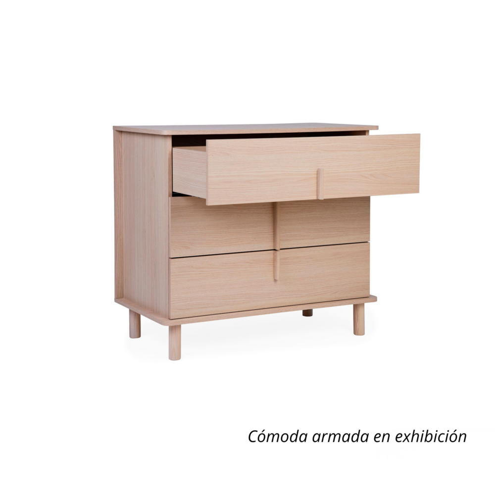 Cómoda de 3 cajones Nórdica Natural de 85 x 50 x 95 cm - CHILDHOME