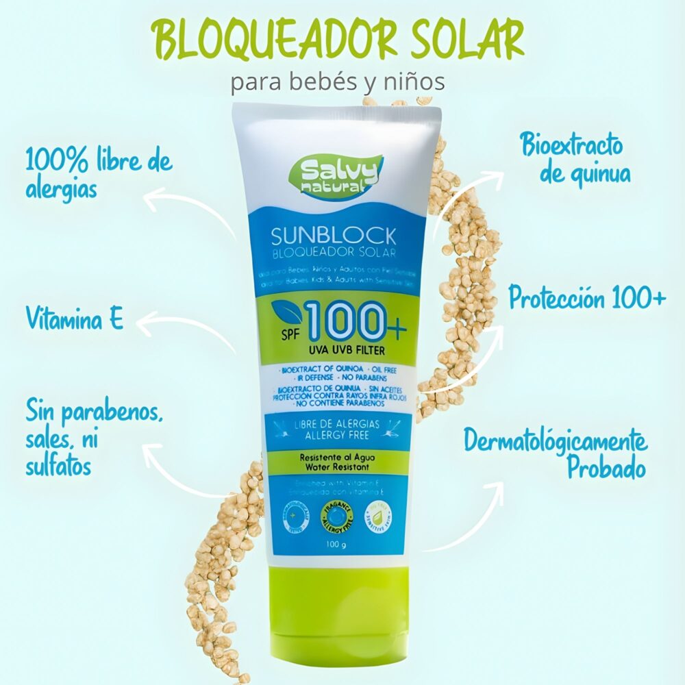 BLOQUEADOR SOLAR PROTEGE DE LOS RAYOS UV SALVY NATURAL
