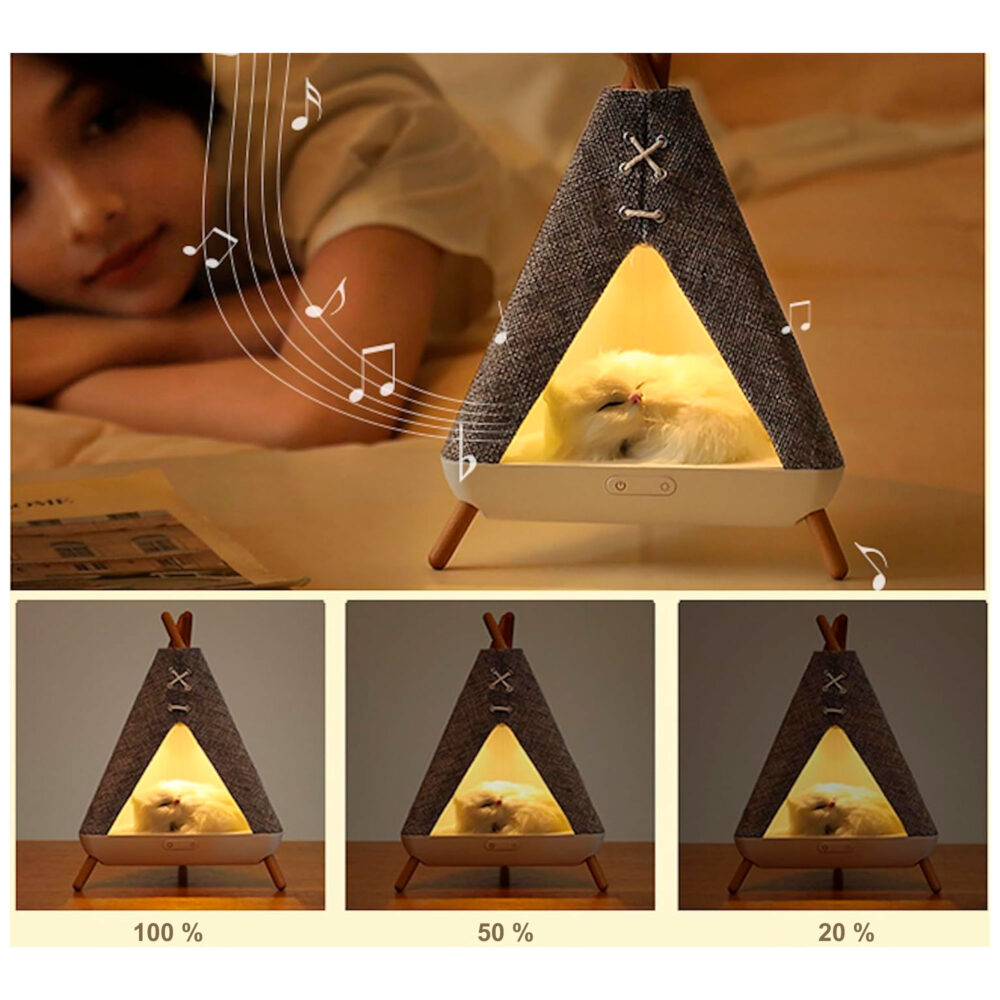 LÁMPARA PARLANTE CARPA GATO IMAGEN CASA