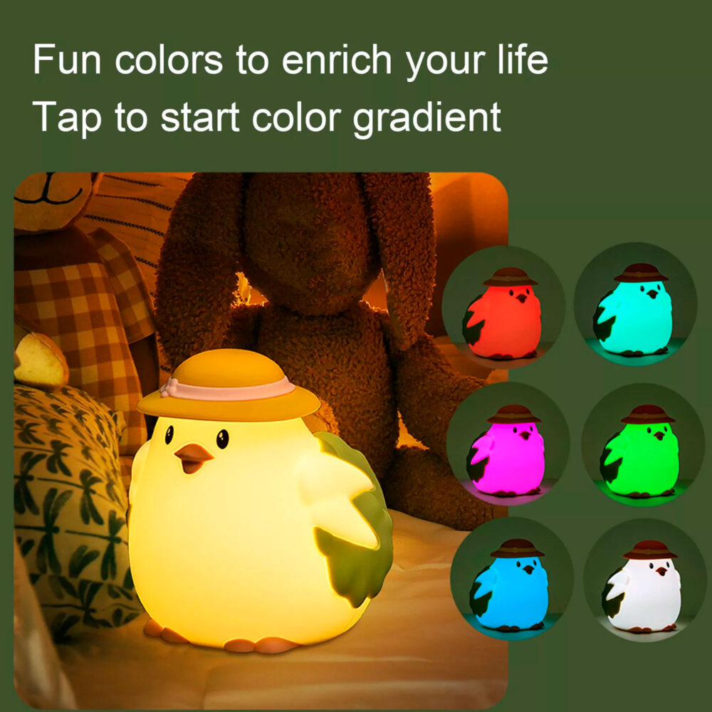 LÁMPARA LED DE SILICONA FORMA DE POLLITO IMAGEN CASA