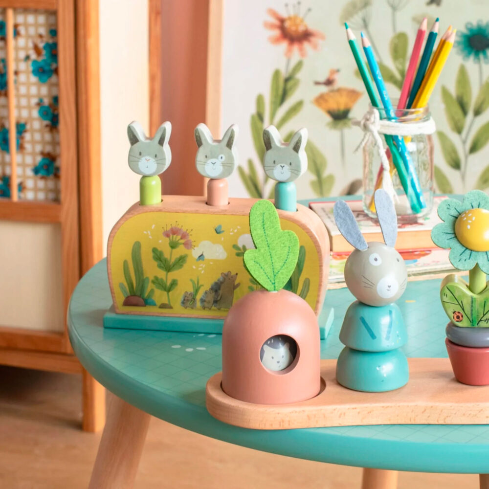 POP UP DE MADERA COLECCIÓN TRES CONEJITOS