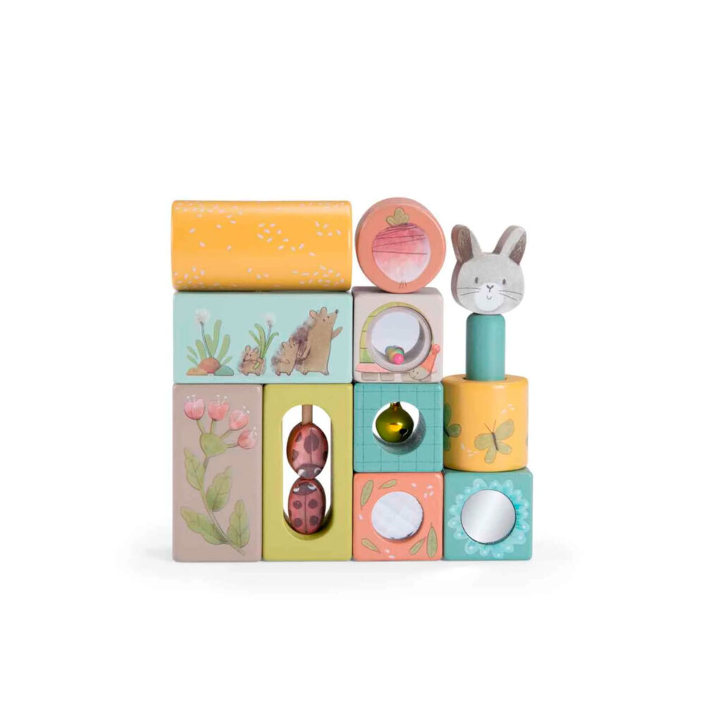 CUBO DE ACTIVIDADES DE MADERA COLECCIÓN TRES CONEJITOS