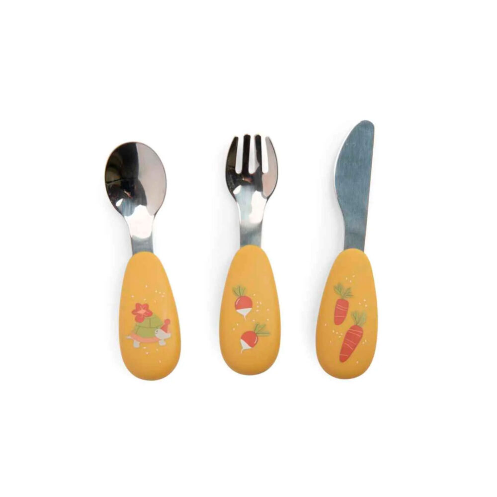 SET DE CUBIERTOS DE SILICONA Y ACERO INOXIDABLE COLECCIÓN TRES CONEJITOS