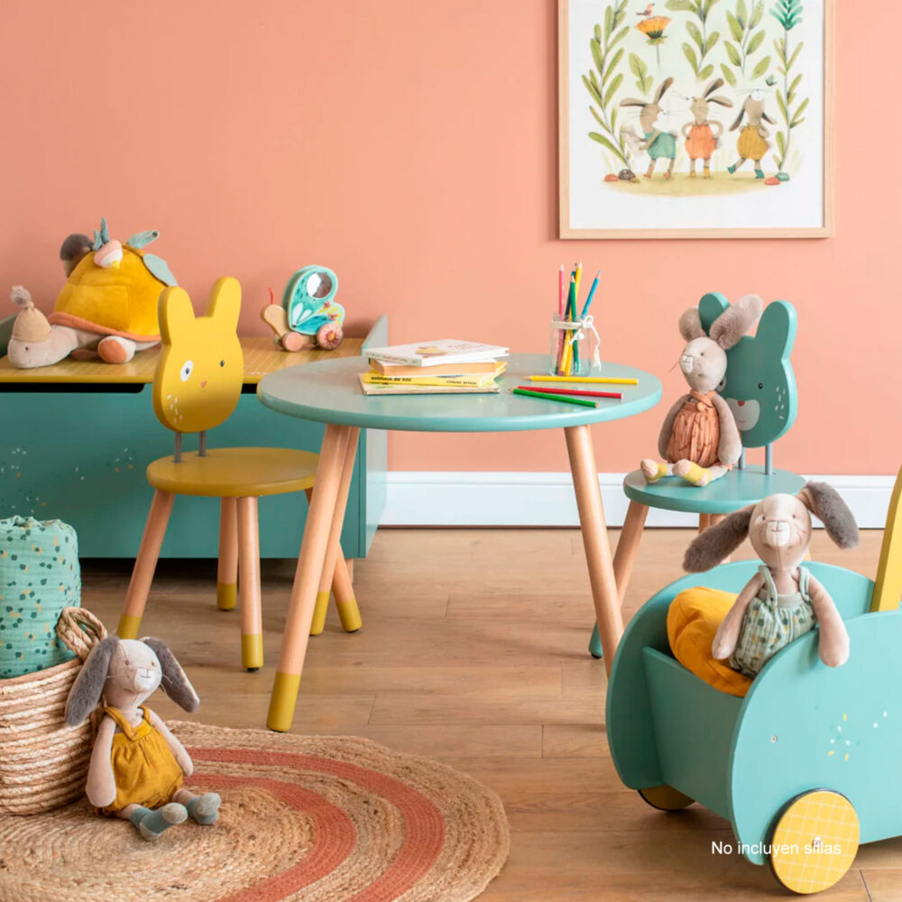MESA DE MADERA PARA NIÑOS 60 X 46 CM COLECCIÓN TRES CONEJITOS