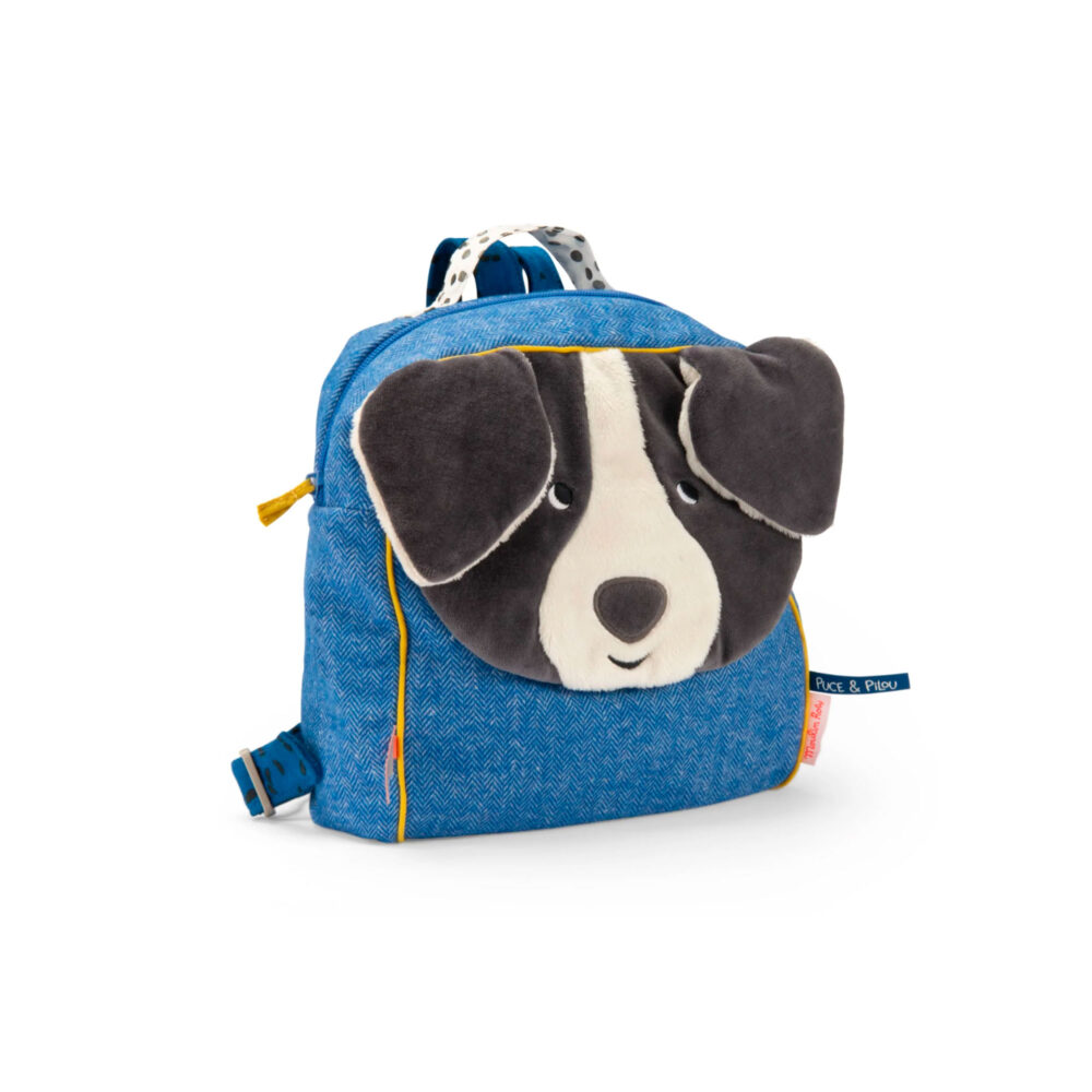 MOCHILA DE ALGODÓN PERRO AZUL PUCE COLECCIÓN PUCE & PILOU