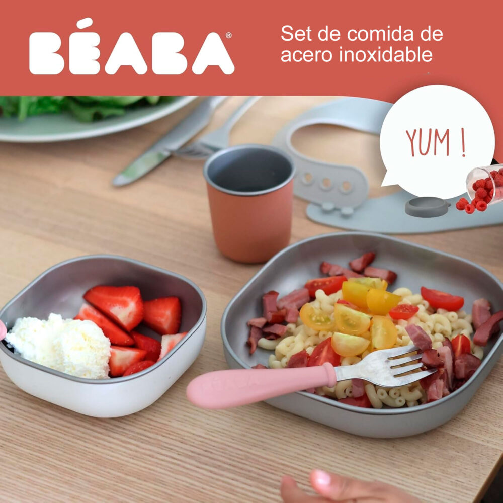 SET DE VAJILLA 3 PIEZAS DE ACERO INOXIDABLE BEABA