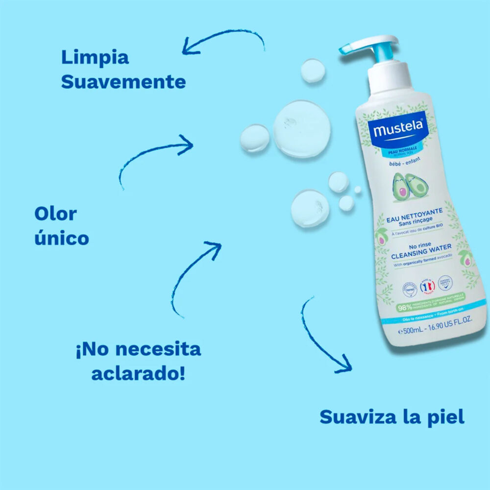 AGUA LIMPIADORA SIN ENJUAGUE DE 500 ML MUSTELA