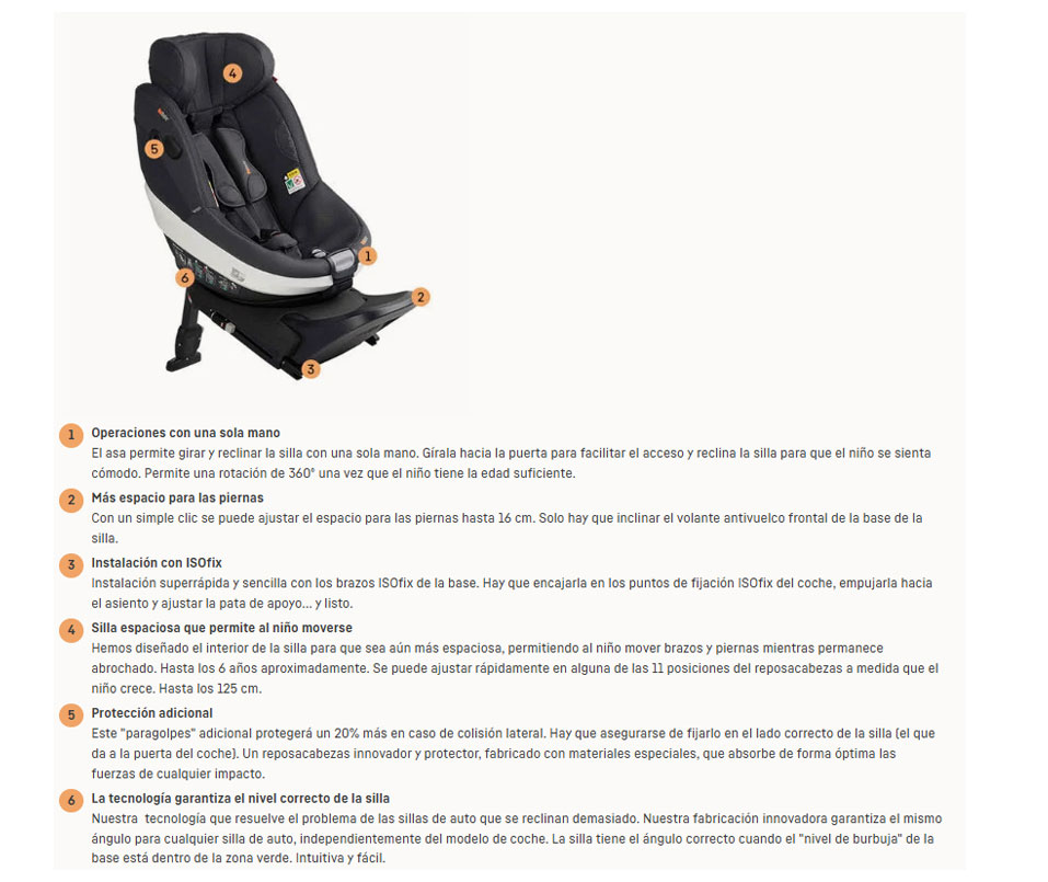 ASIENTO DE AUTO DE 6 MESES A 6 AÑOS MODELO BEYOND 360° BESAFE