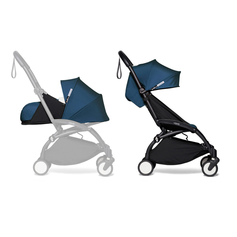 COCHE STOKKE YOYO³ COMPLETO CHASIS NEGRO NEWBORN 1ERA ETAPA + TEXTIL 2DA ETAPA
