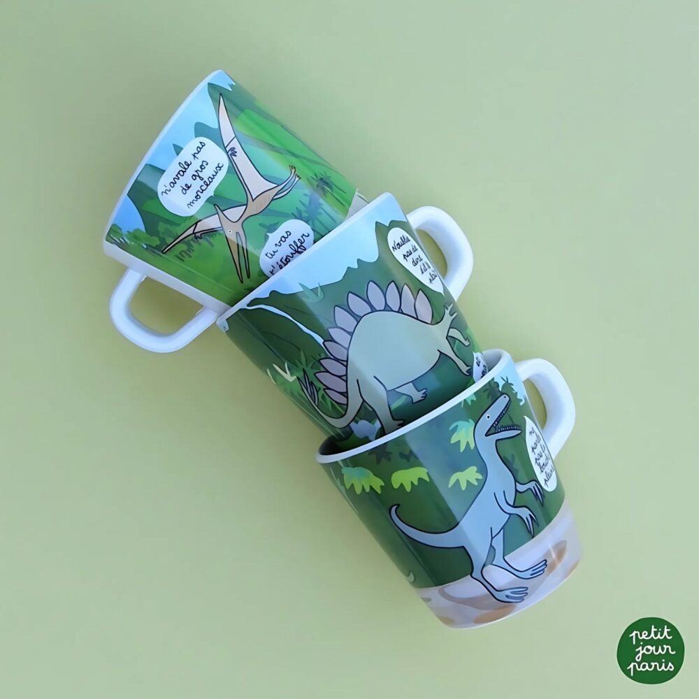 TAZA PEQUEÑA DE MELAMINA "FINIS TES LÉGUMES" LES DINOS PETIT JOUR