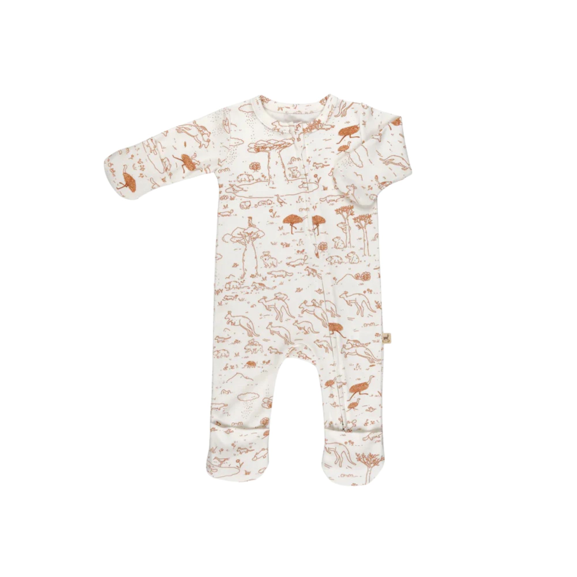 PIJAMA CON CIERRE "WOODLAND HEDGIES" TAPIOCA RED CARIBOU