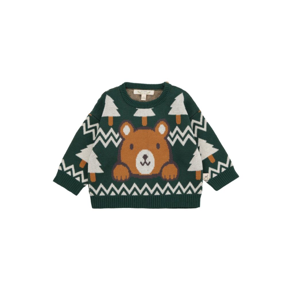 CHOMPA KNIT "WINTER CLUB" DARK GREEN RED CARIBOU