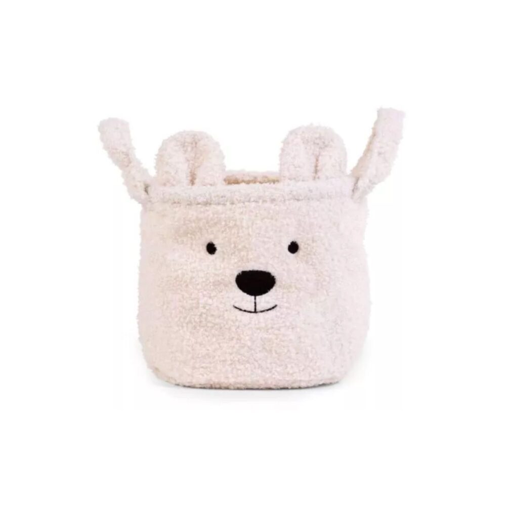 CESTA DE ALMACENAJE DE POLIÉSTER TEDDY BLANCO DE 25 X 20 X 20 CM CHILDHOME