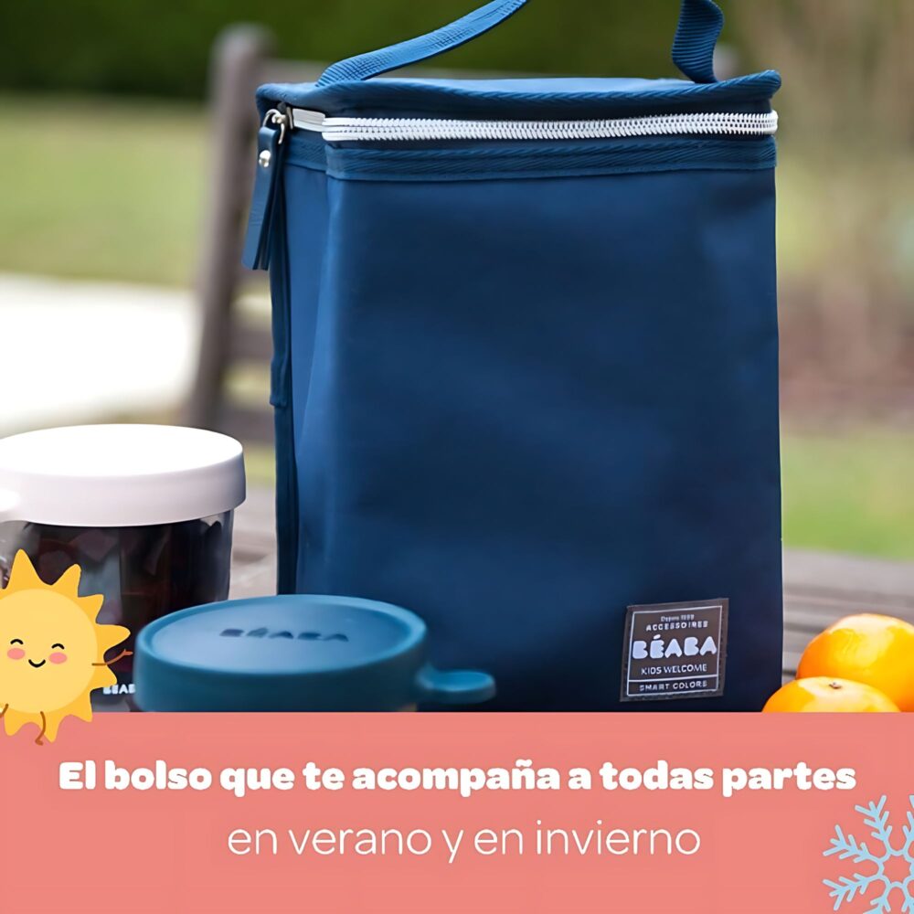 BOLSA ISOTERMICA NEGRO/ROSA ORO PARA COMIDA DE BEBÉ BEABA
