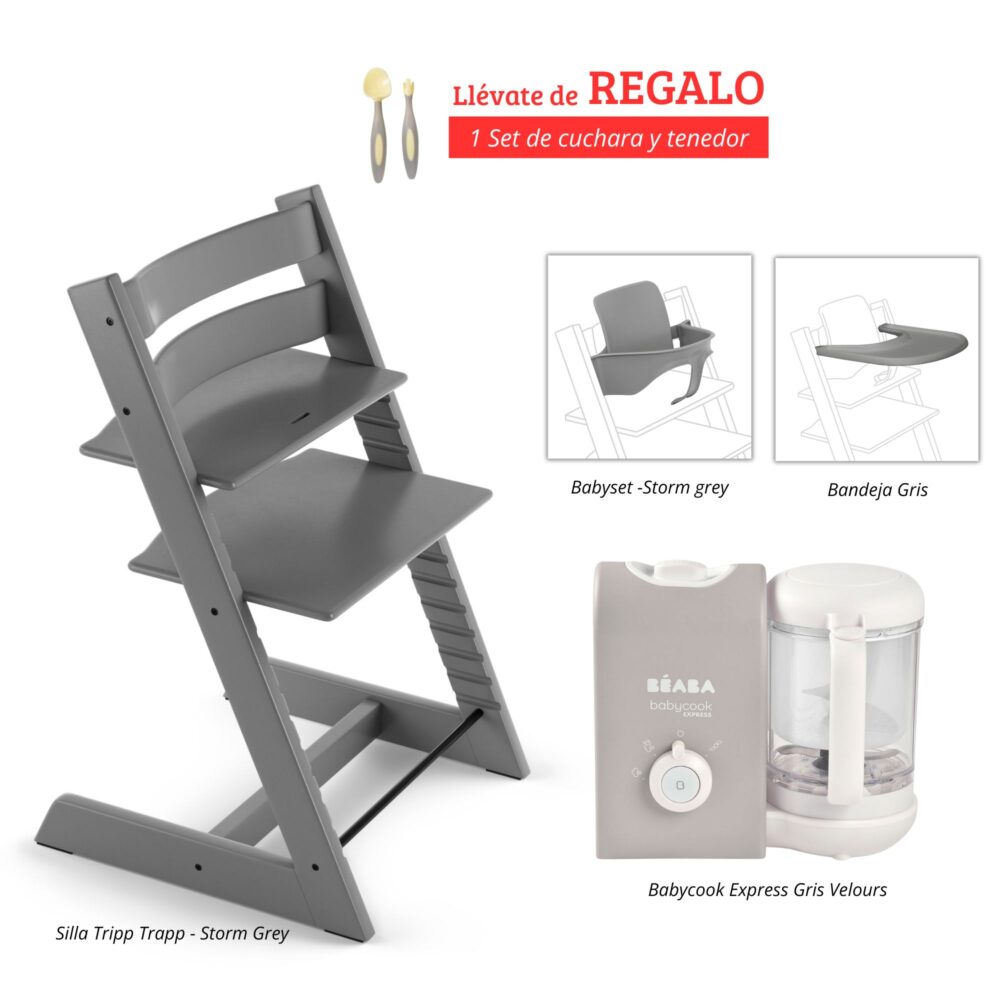 PACK ALIMENTACIÓN SILLA TRIPP TRAPP + BANDEJA + BABYSET STOKKE + BABYCOOK EXPRESS BEABA