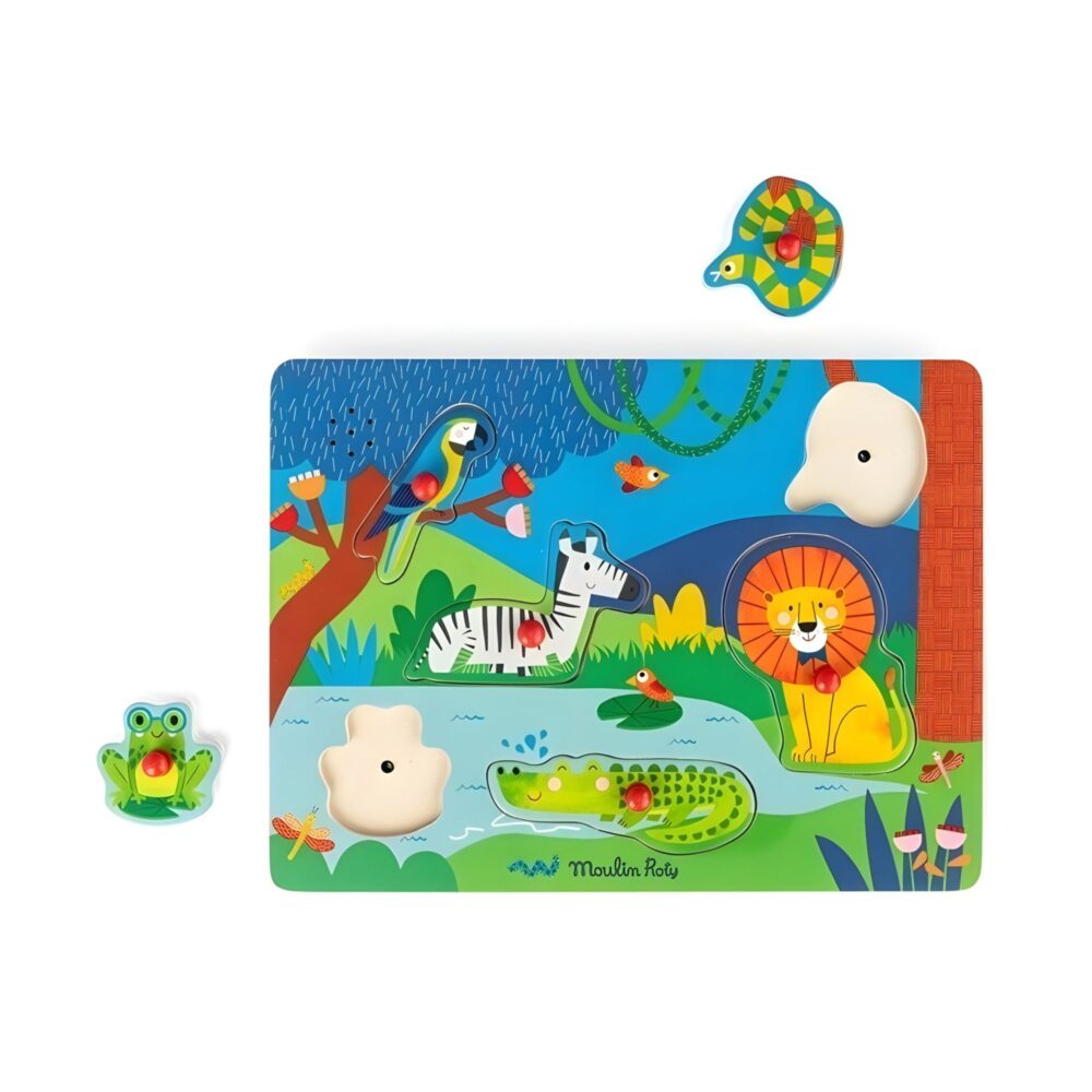 PUZZLE SONORO ANIMALES DE MADERA MOULIN ROTY