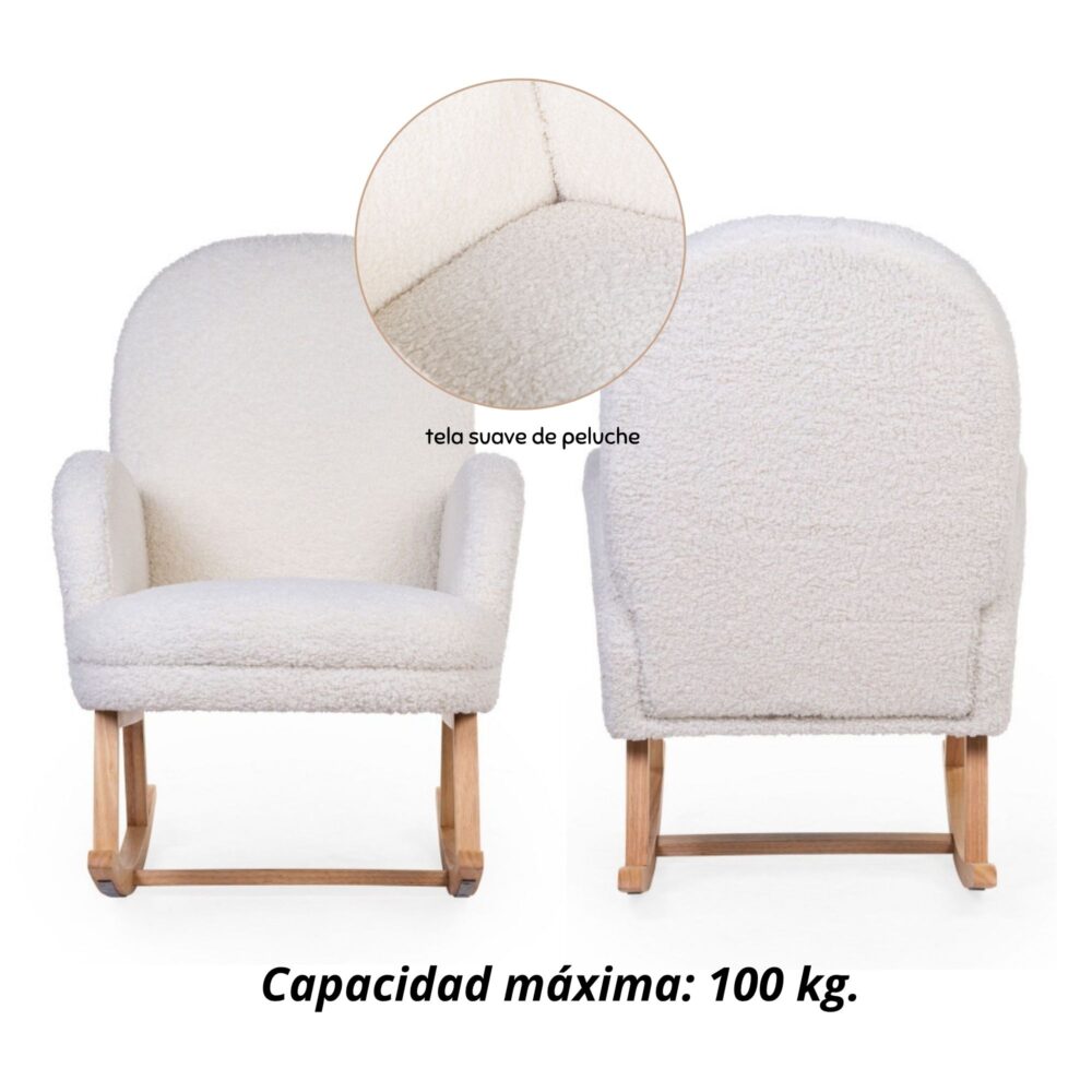 SILLA MECEDORA PARA ADULTO TEDDY BLANQUECINO