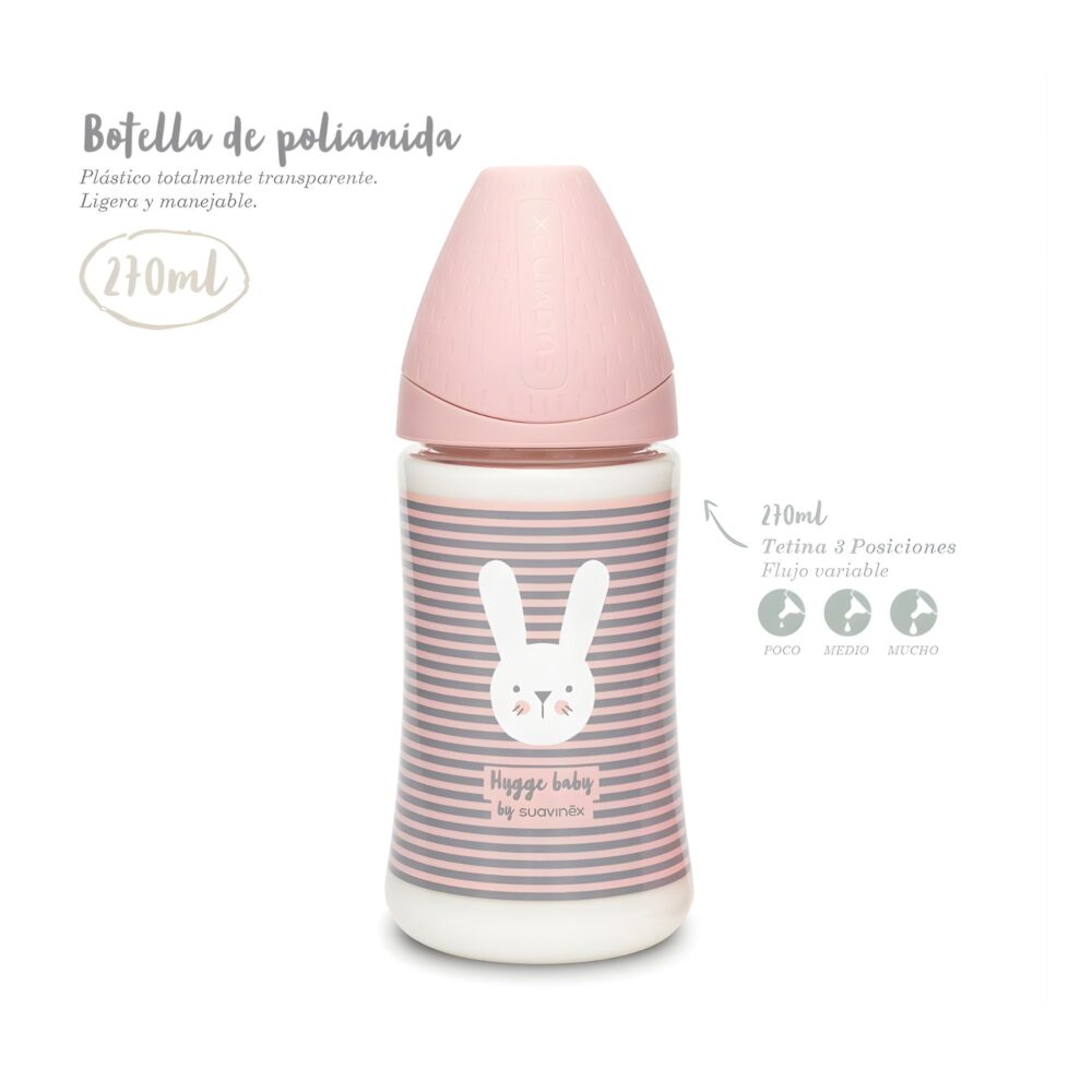 BIBERÓN PREMIUM CON TETINA REDONDA 3 POSICIONES 270 ML +0M- SUAVINEX