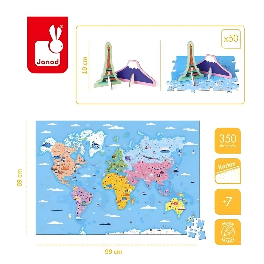 PUZZLE EDUCATIVO CURIOSIDADES DEL MUNDO 350 PIEZAS -JANOD