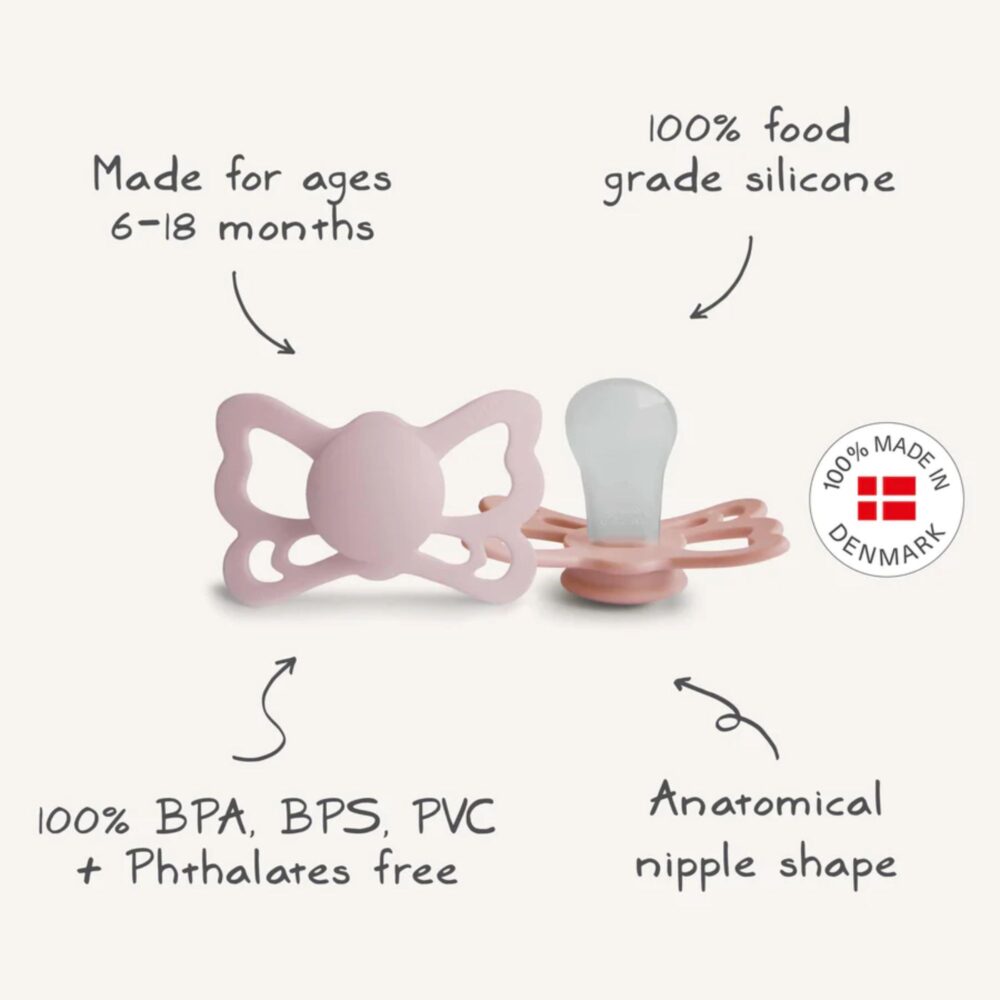 PACK 2 CHUPONES ANATÓMICOS CON FORMA DE MARIPOSA (6-18 MESES) MUNAI