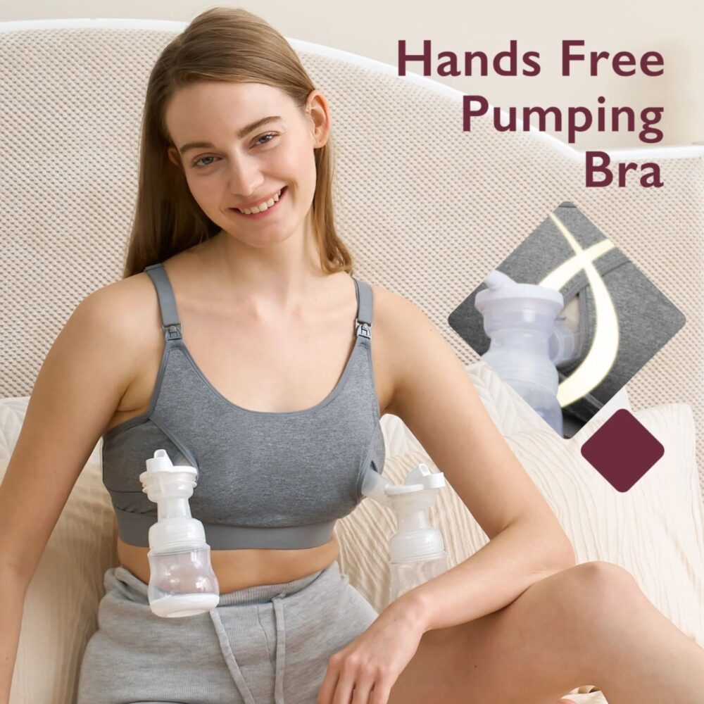 BRASIER SUJETADOR DE LACTANCIA Y EXTRACCIÓN GRIS TALLA M MOMCOZY