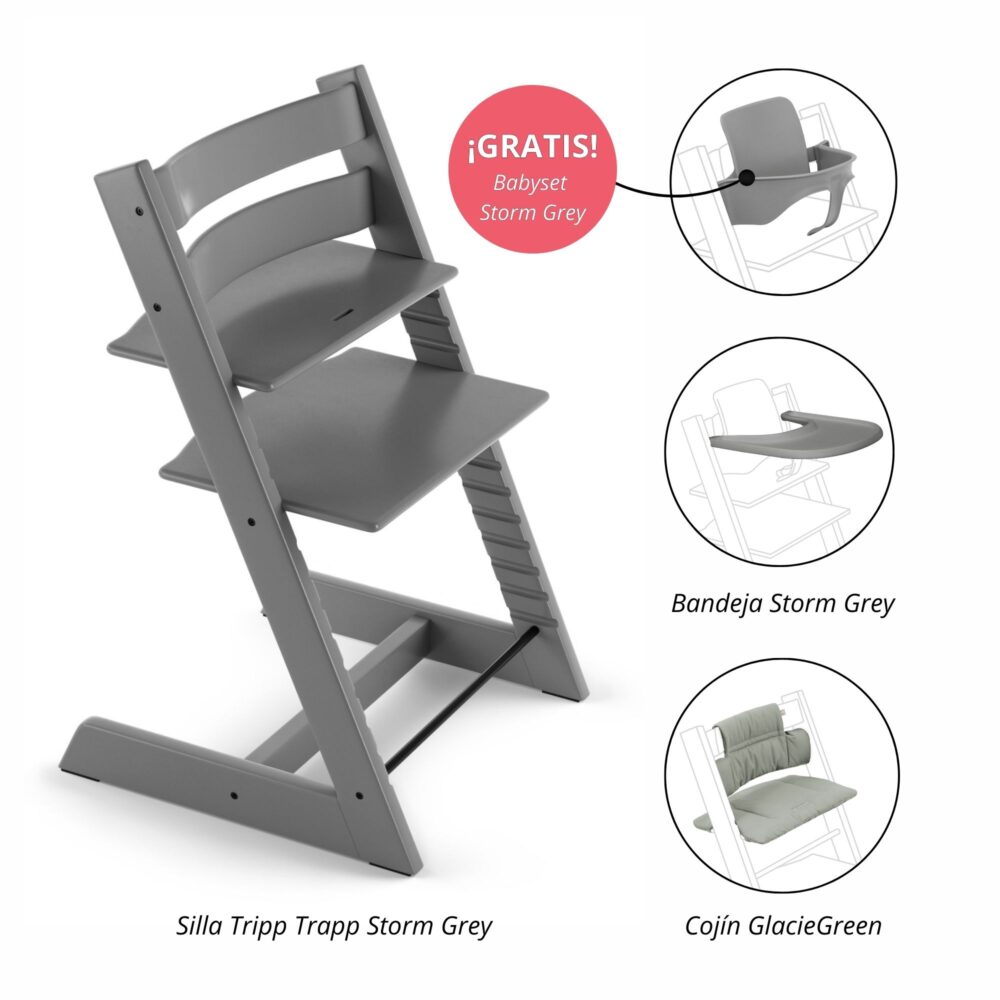 PACK ALIMENTANCIÓN 1 : SILLA TRIPP TRAPP + COJÍN + BANDEJA (GRATIS CUP HOLDER) STOKKE