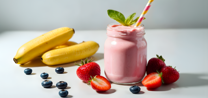 Smoothie Fresco de Fresa, Pera y Yogur