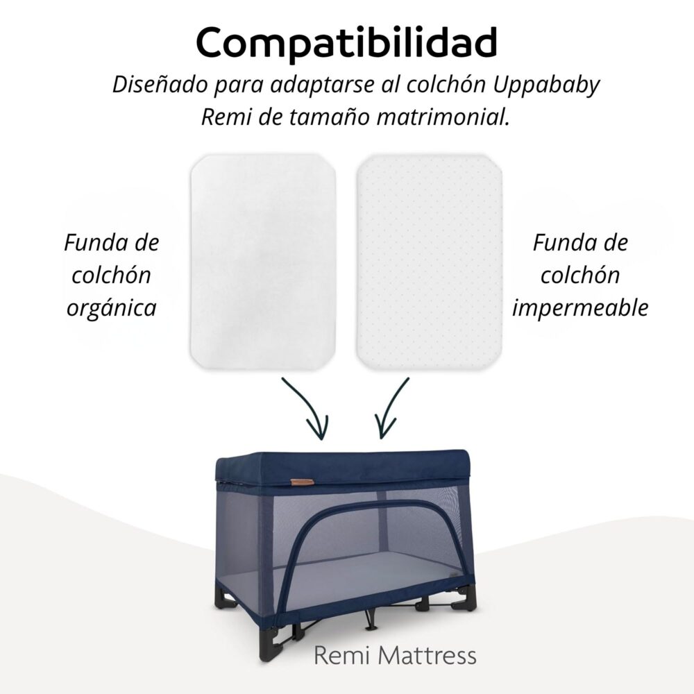 Funda de colchón de algodón orgánico para cuna portátil UPPAbaby Remi