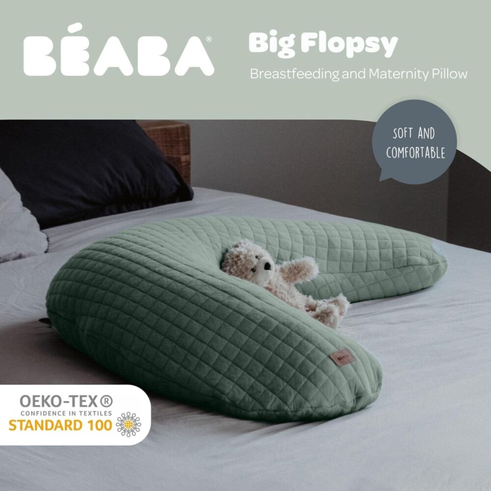 Big Flopsy FDC Sage Green BEABA – Cojín de maternidad y lactancia premium