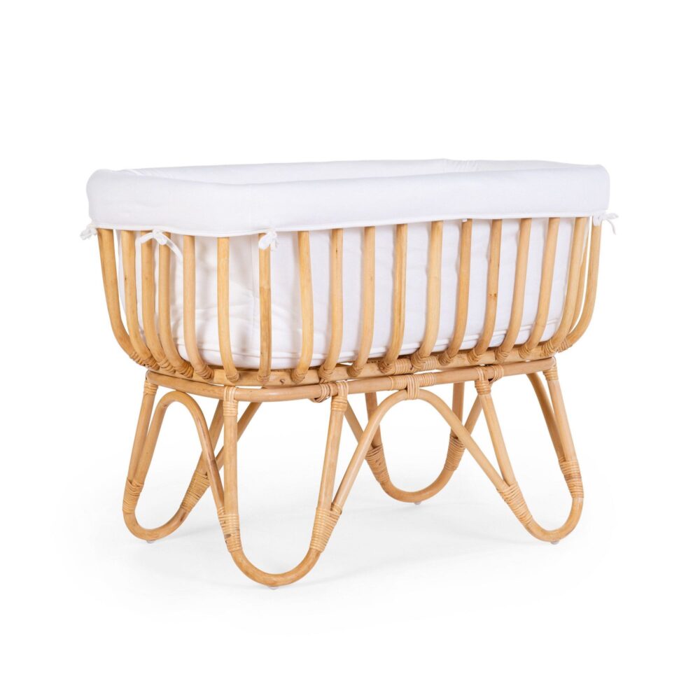 Cuna rectangular de ratán de 90 x 52cm + colchón + funda de jersey - CHILDHOME