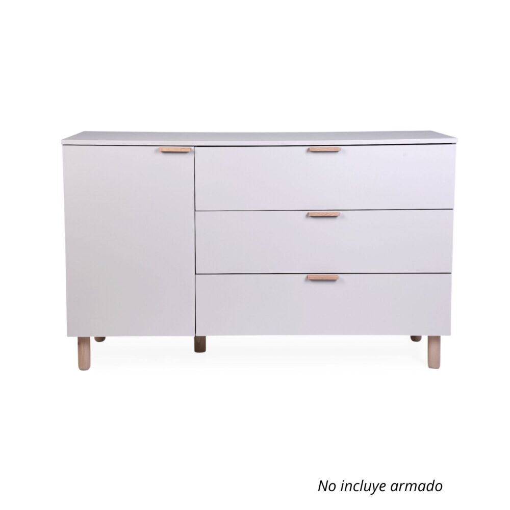 Cómoda de 3 cajones + 1 puerta Cosy Clay 130 x 75 cm + cambiador - CHILDHOME