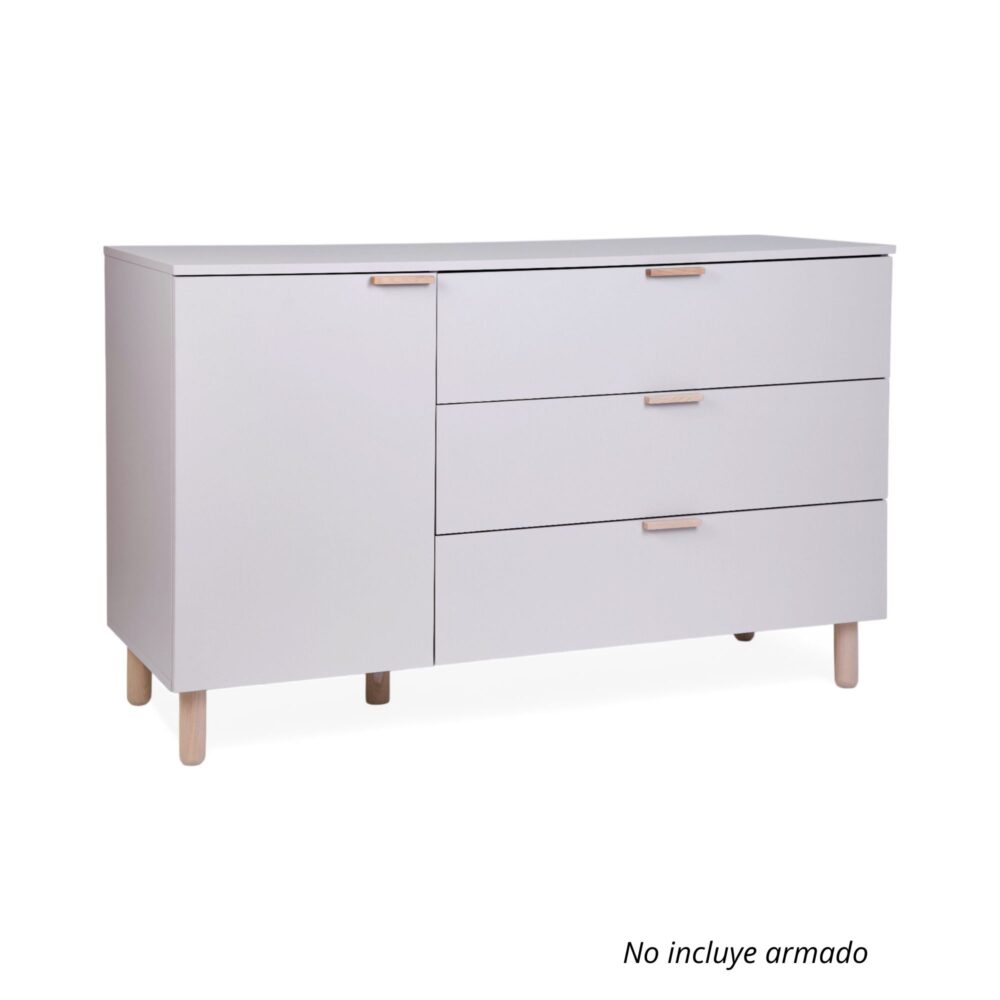 Cómoda de 3 cajones + 1 puerta Cosy Clay 130 x 75 cm + cambiador - CHILDHOME